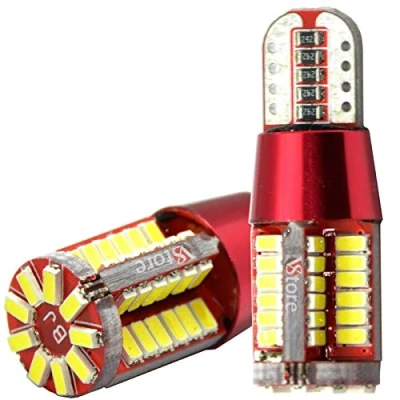 Image of VS Pack of 2 LED Bulbs for Car, T10, W5W, CAN bus, Sensa Error, 57 SMD 4014, Ultra Clear, Parking Light, License Plate Interior Lighting, Xenon White, 6000K, 12V