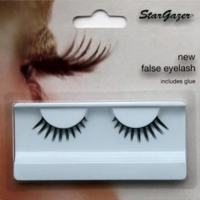 Image of Stargazer Feather Eye Lashes style 72, synthetic lash pair includes glue.