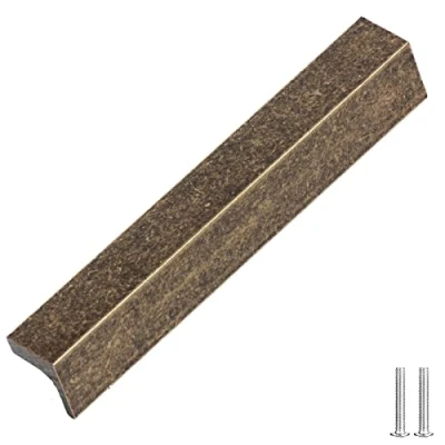Image of Decoranddecor Contemporary Pull Handles Solid Metal for Cabinets (128mm Between Hole Centres, Antique Brass)