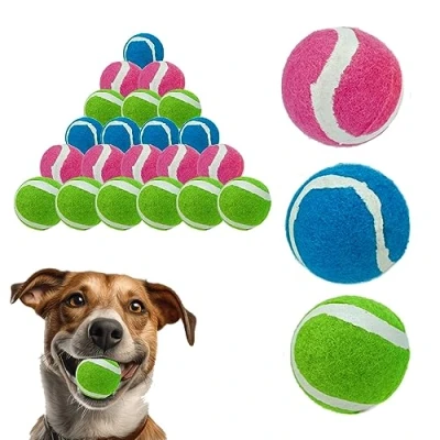 Image of Durable Long Lasting Rubber High Bounce Squeaky Tennis Balls For Dog Training, Practice, Pet Play (Pack of 20 Balls)