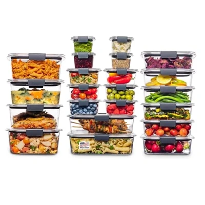 Image of Rubbermaid 2108389 Brilliance Storage 44 Piece Plastic Lids BPA Free, Leak Proof Food Container, Clear