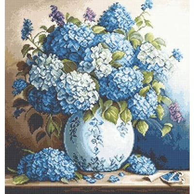 Image of Luca S Petit Point Kit Vase with Hydrangeas, G700