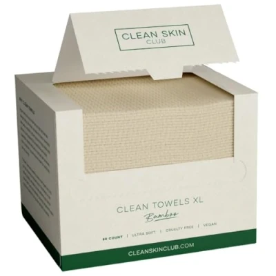 Image of Clean Skin Club Bamboo Viscose Towels XL™, 100% USDA Biobased Face Towel, Disposable Towelette, Makeup Remover Dry Wipes, Ultra Soft, 50 Ct, 1 Pack