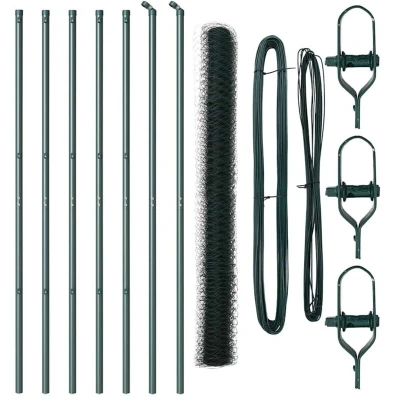 Image of vidaXL Hexagon Fence Green 1.5x10 m Steel