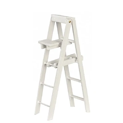 Image of Melody Jane Dolls House White Step Ladders Large Miniature Decorators Accessory