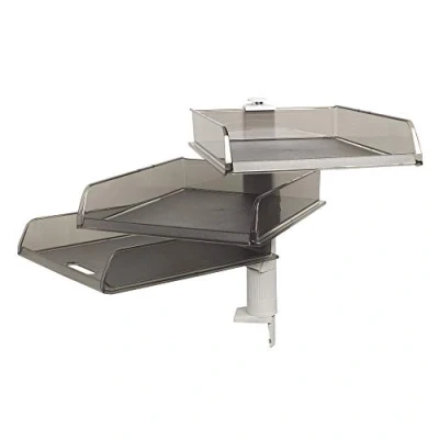 Image of Exacompta Ref 12027D Swivel Column with 3 Letter Trays 395 x 272 387mm in Size, Suitable for B4 Documents, 360 Degree Motion Light Grey/Grey Translucent