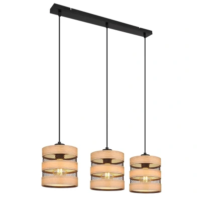 Image of Soeni Bar Pendant Ceiling Light Matt Black 3x E27