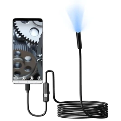 Image of jojobasec Endoscope Camera with 6 LED Light Borescope Inspection Cameras Waterproof Snake for Cellphone PC