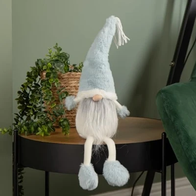 Image of Samuel ALEXANDER 48cm Pastel Blue Plush Sitting Christmas Gonk with Dangly Legs Decoration
