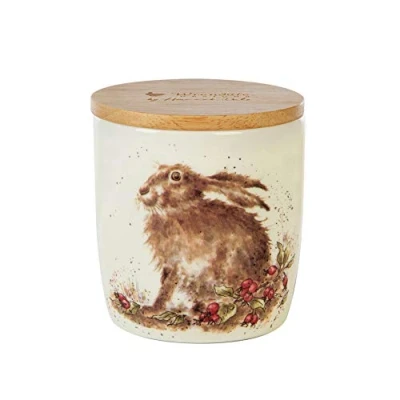 Image of WAX LYRICAL Wrendale Hedgerow Ceramic Fragranced Candle Jar, Up to 62 Hours Burn Time, Red
