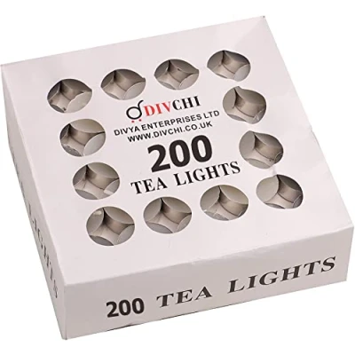 Image of DIVCHI Candles 200 Pack 4 Hour Tea Lights Long Burning Candle Unscented Tealights Great for Everyday Use, Wax Melts Burners