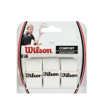 Image of Wilson Unisex Pro Racket Squash Overgrip, White/Black, One Size UK