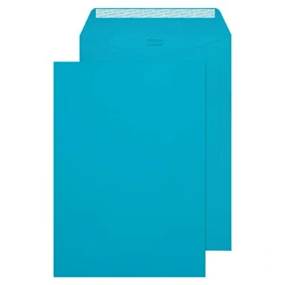Image of Blake Creative Colour C4 229 x 324 mm 120 gsm Peel &amp; Seal Pocket Envelopes (63409P) Cocktail Blue Pack of 10