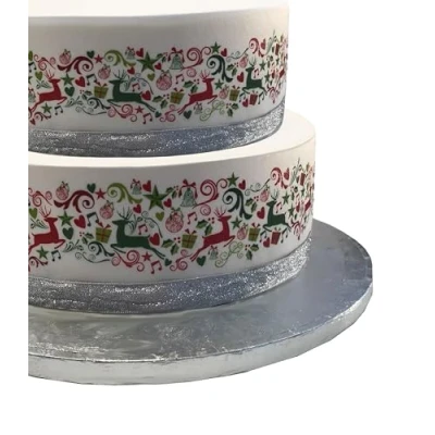 Image of Top That Edible Decor Sheet Christmas Reindeer Border Ribbon Perfect for Decorating Your Cakes Easy to Use