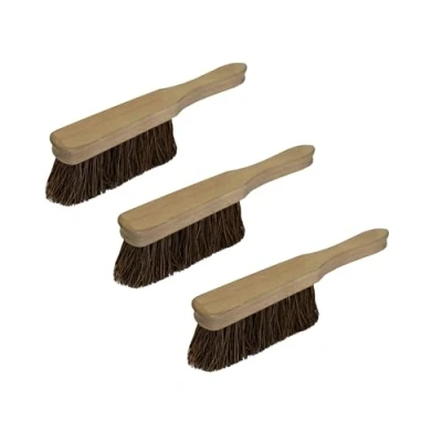 Image of Set Of 3 Wooden Sweeping Hand Brush Stiff Hard Bassine Bristle Cleaning Scrubbing