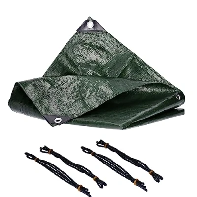 Image of Tarpaulin 2x3m waterproof heavy duty 260g/m² PE tarp sheet Cover incl. 4 fixing ropes aluminum eyelets every 50cm, reinforced corner &amp; hem, waterproof, UV resistant, tear washable