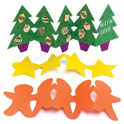 Image of Baker Ross Santa FE869 Christmas Concertina Card Blanks Pack of 10, Assorted
