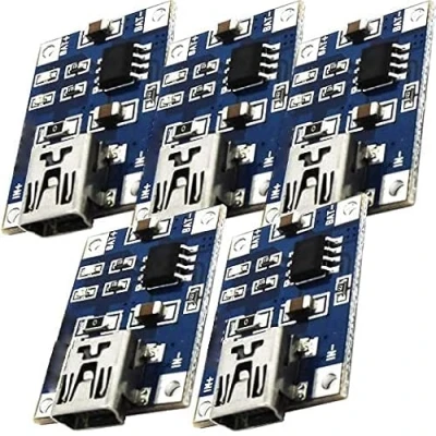 Image of AZDelivery Compatible with TP4056 Mini USB 5V 1A 18650 Lithium 3.7 V Li Ion Battery Charging Board Module Including E Book! (Pack of 5)
