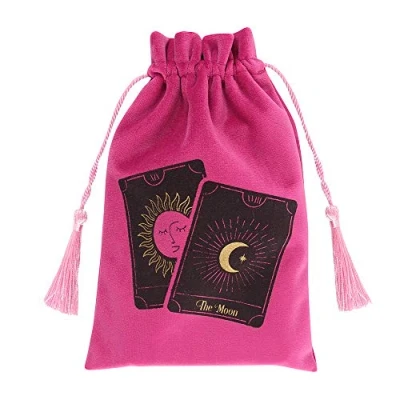 Image of Eye Catching Pink Tarot Cards Drawstring Pouch 19.5cm x 12cm (1 Pc.) Premium Fabric &amp; Polyester Durable Stylish Design Perfect for Everyday Use