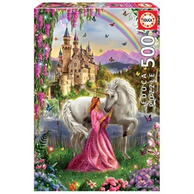 Image of Educa 17985 Fairy and Unicorn Puzzle, Pieces, Multicoloured, 500 Piezas