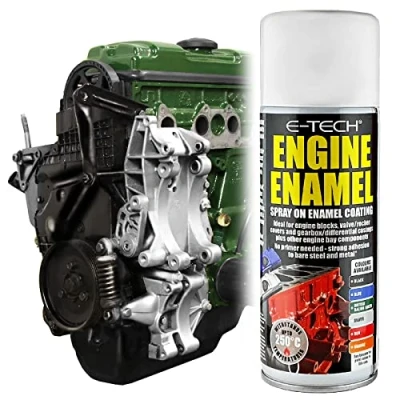Image of E TECH Heat Resistant Engine Enamel Paint 400ml Spray On High Temp (Green)