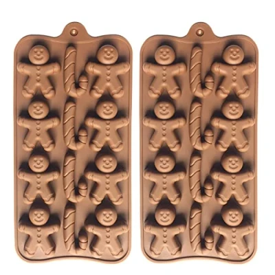Image of 2 Pack Gingerbread Mold Silicone Candy Chocolate Molds with Christmas Elements Shapes for Baking Jelly Soap Cane