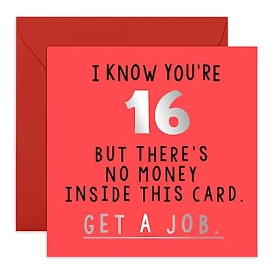 Image of Central 23 Funny 16th Birthday Card for Him &#039;I Know You&#039;re 16&#039; Cheeky Her Son Brother Sister Comes with Fun Stickers