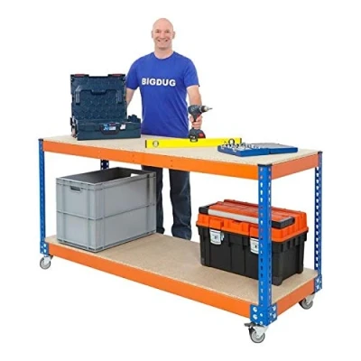 Image of BiGDUG Heavy Duty Mobile Workbench Melamine Shelves Factory (920h x 1220w 610d mm)