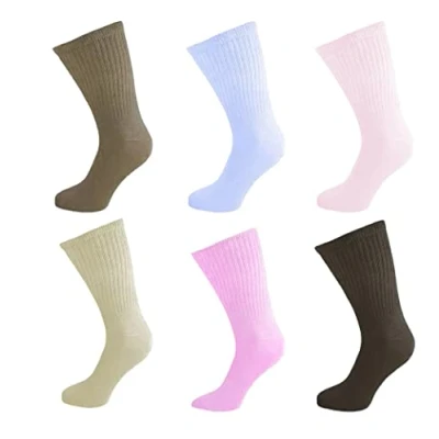 Image of Bonjour Six pairs of Women&#039;s DIABETIC Extra Wide Non Elastic Cotton Socks for Swollen Legs and Diabetics Top Designed Problematic feet UK Size 4 8 (Style 1)