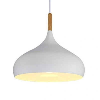 Image of Contemporary Metal Pendant Light Shade Smooth Surface Dinning Ceiling Lamp Fixture (White)