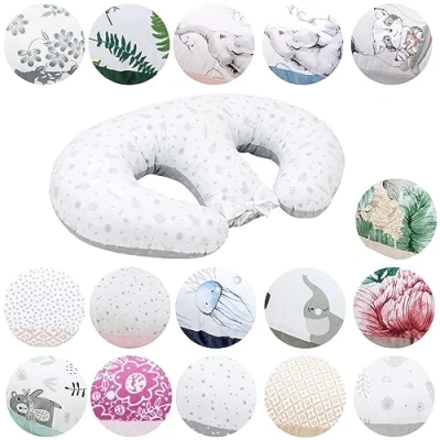 Image of Bellochi Maternity and Nursing Pillow for Twins Baby Support Multifunctional Breastfeeding with Cover Made of 100% Cotton OEKO TEX Certified (Star Copse)