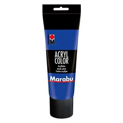 Image of Marabu 12010025055 Acrylic Colour Ultramarine Blue Dark 225 ml Creamy Paint Water based Quick Drying Lightfast Waterproof for Application with Brush and Sponge on Canvas Paper