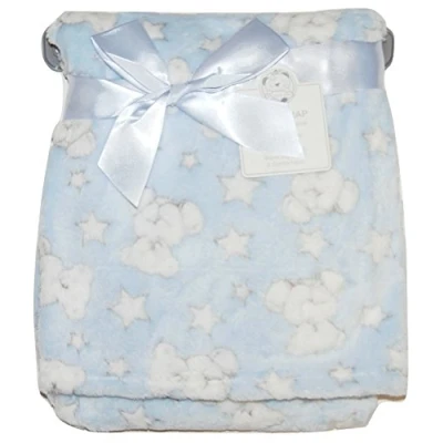 Image of Baby Boy Soft Fleece Wrap Blanket Pram Cot Crib Moses Basket Blue Teddy