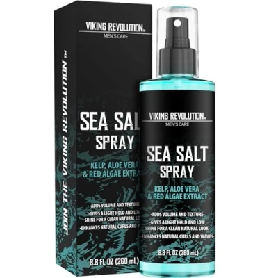 Image of Viking Revolution Sea Salt Spray For Hair Men 240ml Texturizing with Kelp, Aloe Vera &amp; Red Algae Extract Surf To Add Volume and Texture Gifts