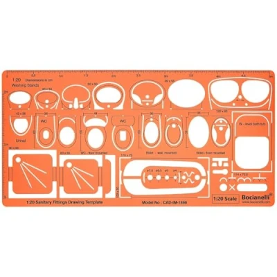 Image of Sanitary Stencil 1:20 Architect Architectural Template Furniture for Interior Design Technical Drawing Architecture