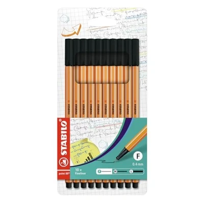 Image of Fineliner STABILO point 88 Pack of 10 Black