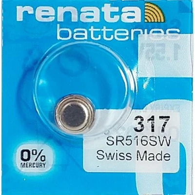 Image of Renata One (1) X 317 SR516SW SB AR Silver Oxide Watch Battery 1.55v Blister Packed