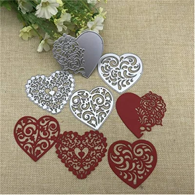Image of 4pcs/Set Lace Love Metal Die Cuts,Heart Floer Cutting Dies Cut Stencils for DIY Scrapbooking Album Decorative Embossing Paper Card Making