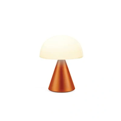 Image of Lexon Mina L Mushroom Lamp 9 LED Color Table for Bedrooms, Living Room &amp; Office Cordless, Rechargeable with 24h Light Dimmer, Aluminum, Large Orange