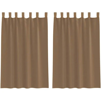 Image of vidaXL Voile Curtains with Loops 2 pcs Light Brown 140x175 cm