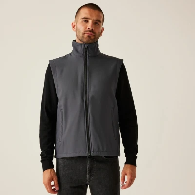 Image of Regatta Professional Men&#039;s Water Repellent Ablaze Printable Softshell Bodywarmer Seal Grey Black