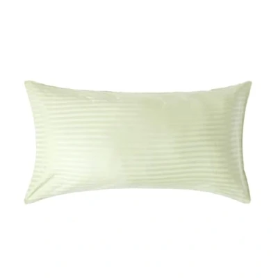 Image of HOMESCAPES Sage Green Pure Egyptian Cotton King Size Pillowcase 330 TC 500 Thread Count Percale Equivalent Satin Stripe Housewife Pillow Case