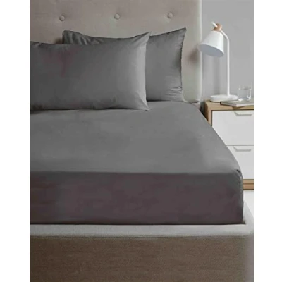 Image of Rapport Home Microfibre Charcoal King Fitted Sheet Luxury Easy Care Non Iron Bedding