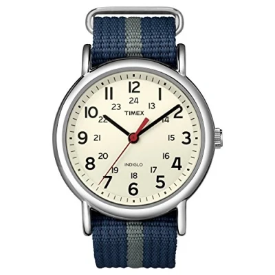 Image of Timex Unisex Watch T2N654PF with Cream Dial and Grey Nylon Strap