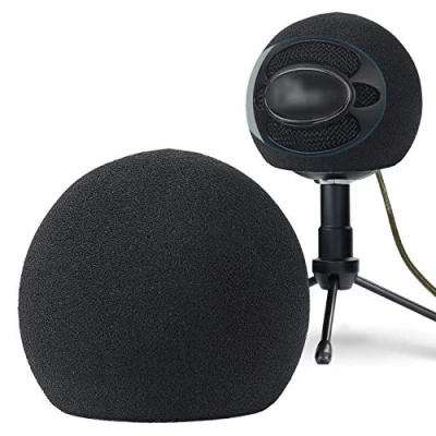 Image of YOUSHARES Blue Snowball Pop Filter Customizing Microphone Windscreen Foam Cover for Improve iCE Mic Audio Quality (Black)