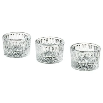 Image of Tealight holder, clear glass/patterned, 4 cm /3 pack + Free finchley pen