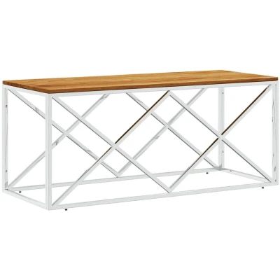Image of vidaXL Coffee Table Stainless Steel and Solid Wood Acacia