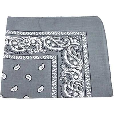 Image of Macahel Cotton Paisley Design Kerchief/Bandana (Grey)