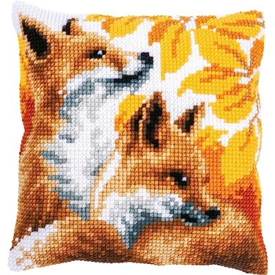 Image of Vervaco Cross Stitch Cushion Kit Fox in Autumn Ecru Approx. 40 x cm