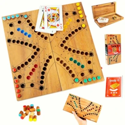Image of Logica Puzzles Art. Tock 4 Wooden Board Game Strategy for 2/4 Players Family